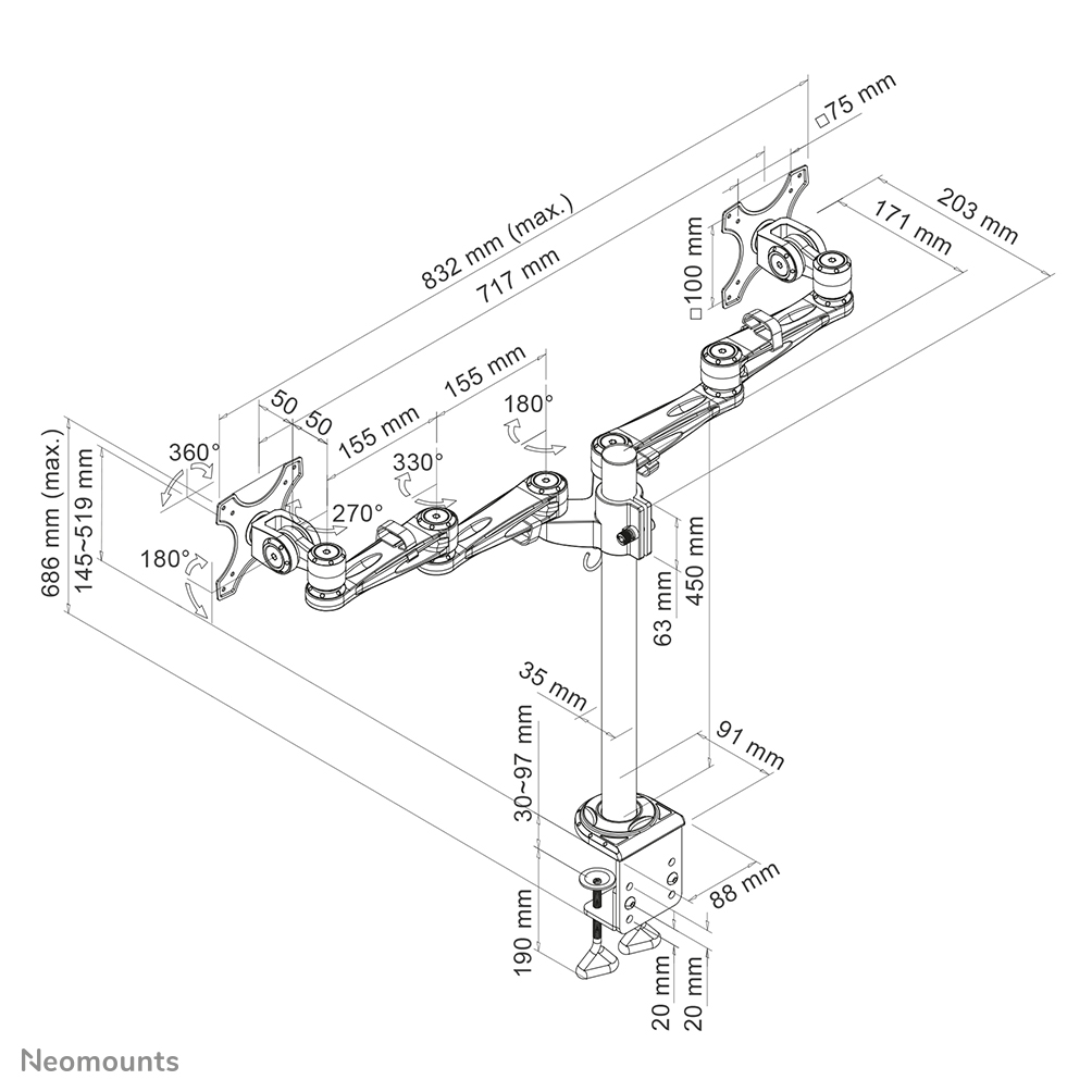Neomounts monitor arm desk mount